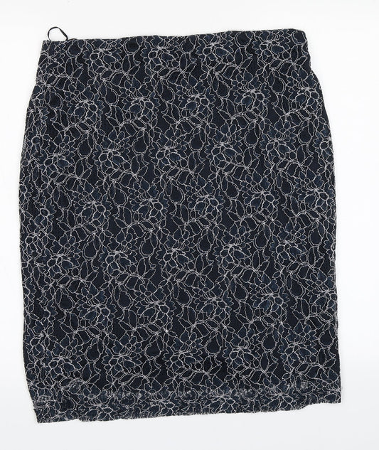Lavitta Womens Blue Floral Nylon A-Line Skirt Size 16