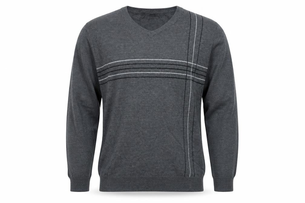 Cedarwood State Mens Grey Round Neck Acrylic Pullover Jumper Size M