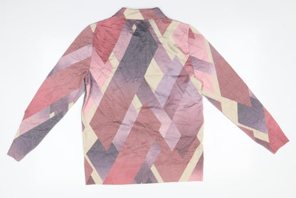 Preloved Preworn Womens Multicoloured Geometric Polyester Basic Button-Up Size 12 Collared - Back