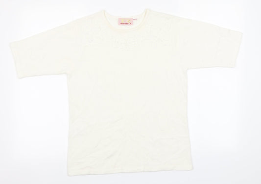 Riddell Womens White  Acrylic Basic T-Shirt Size 8 Round Neck