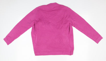 Preloved FILAT! Womens Pink Round Neck  Acrylic Pullover Jumper Size S - Back