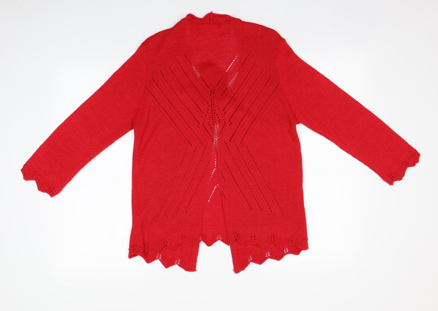 Preworn Womens Red Round Neck  Acrylic Cardigan Jumper Size M