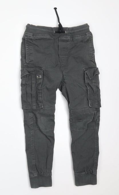 Preloved H&M Boys Grey  Cotton Cargo Trousers Size 9 Months  Regular - Front