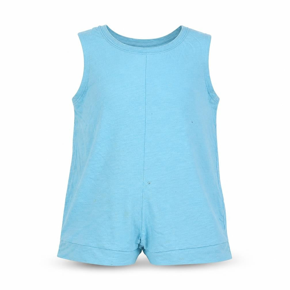 Matalan Girls Blue  Cotton Basic Tank Size 12-13 Years Round Neck