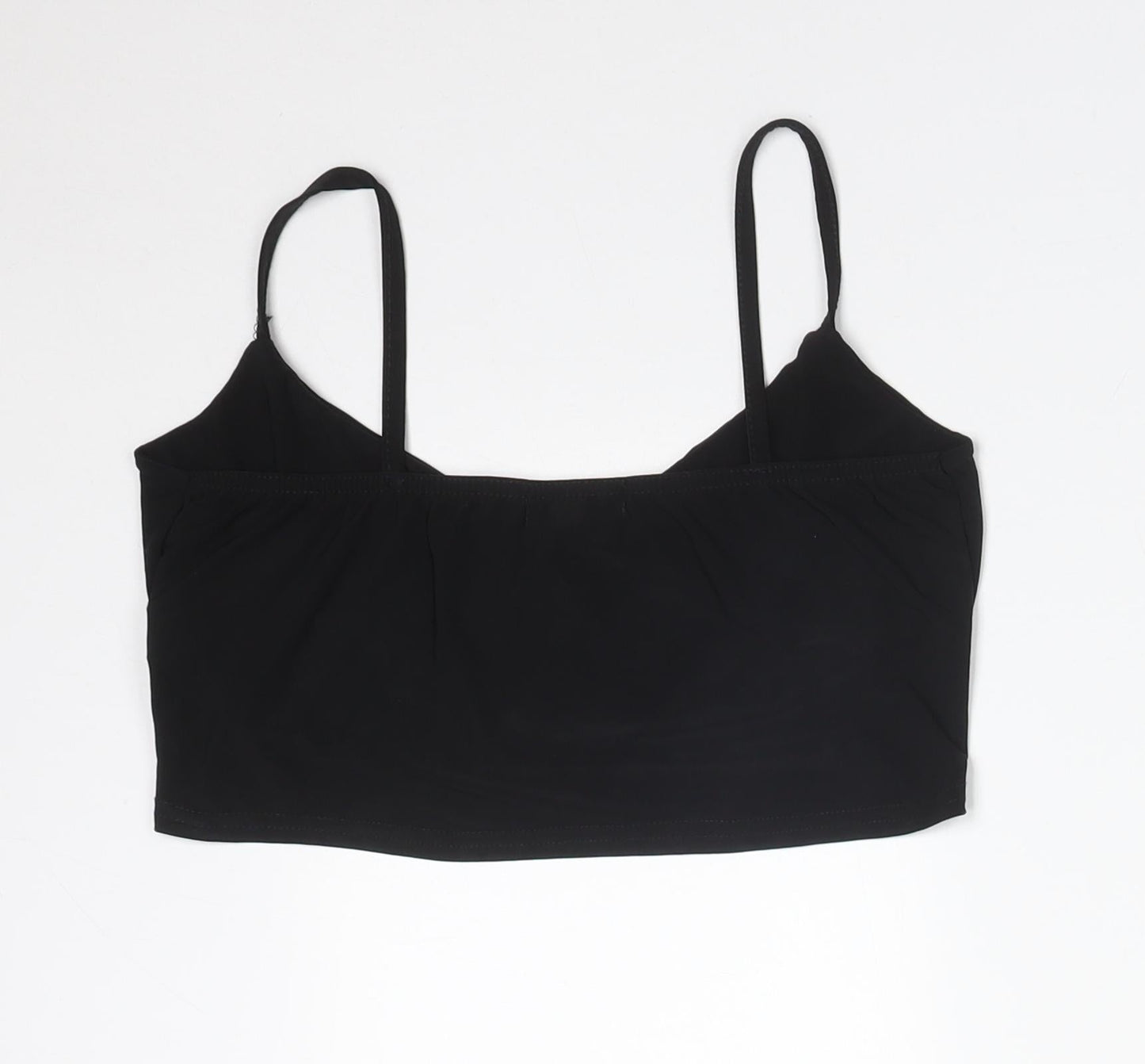 PRETTYLITTLETHING Womens Black  Polyester Camisole T-Shirt Size 10 Cowl Neck