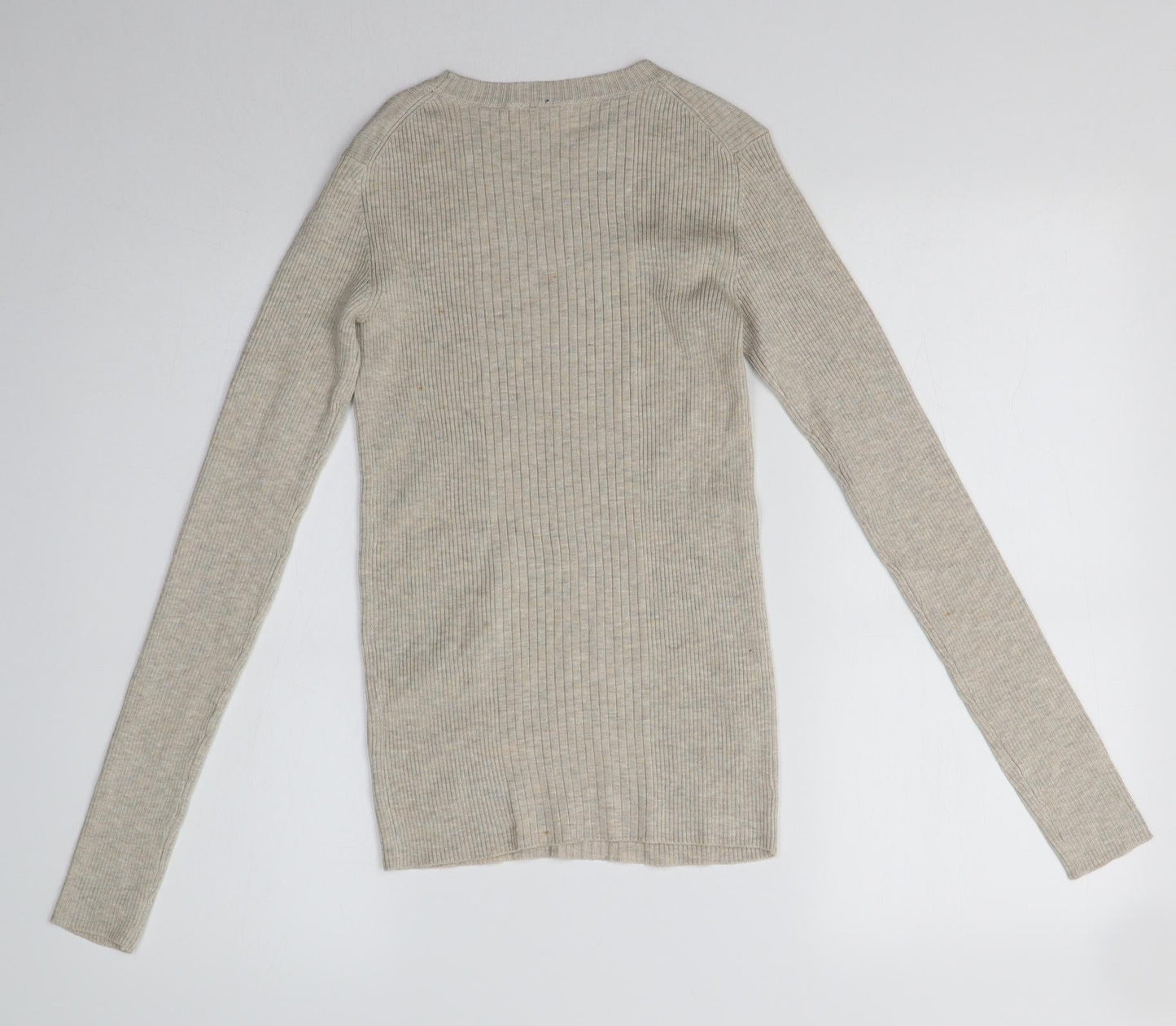 H&M Womens Beige High Neck  Acrylic Cardigan Jumper Size XS