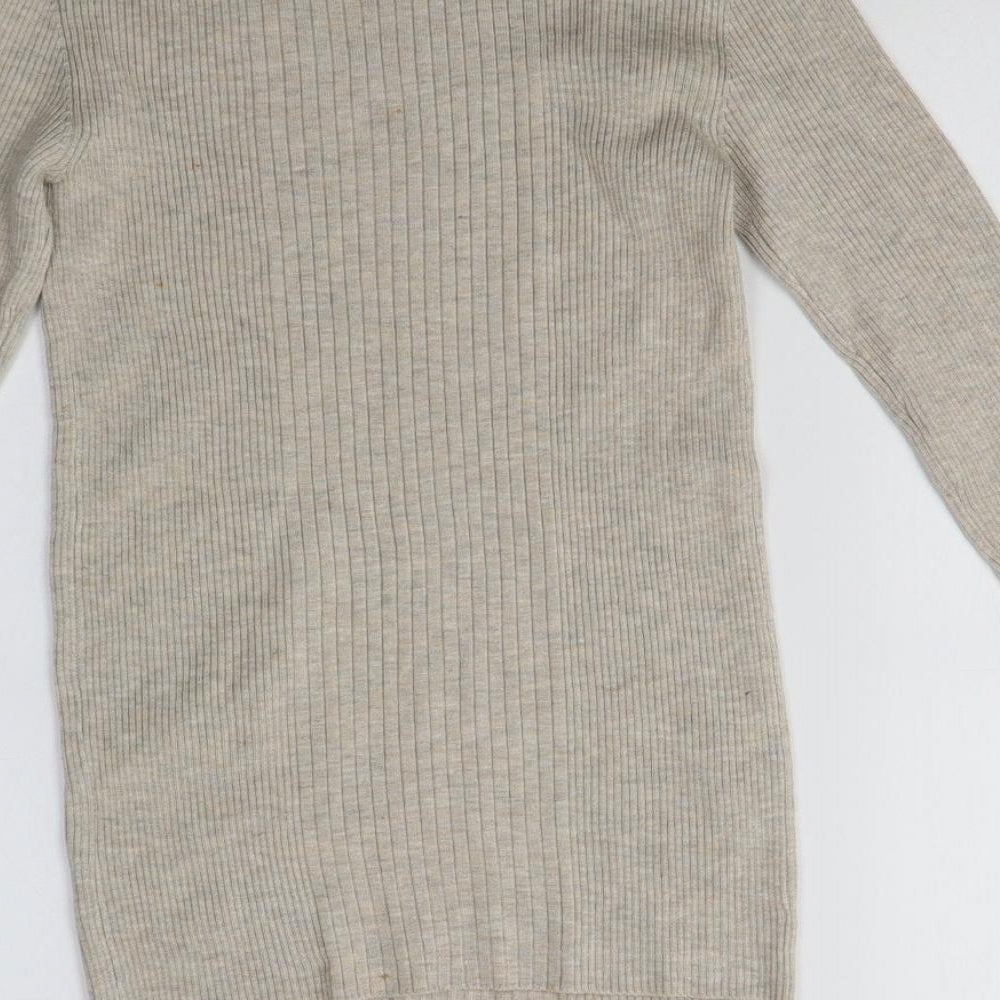 H&M Womens Beige High Neck  Acrylic Cardigan Jumper Size XS