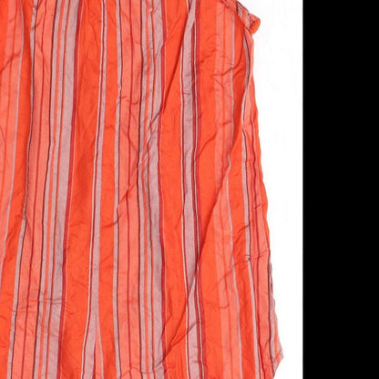 Sanctuary Womens Orange Striped Viscose Basic Blouse Size S V-Neck