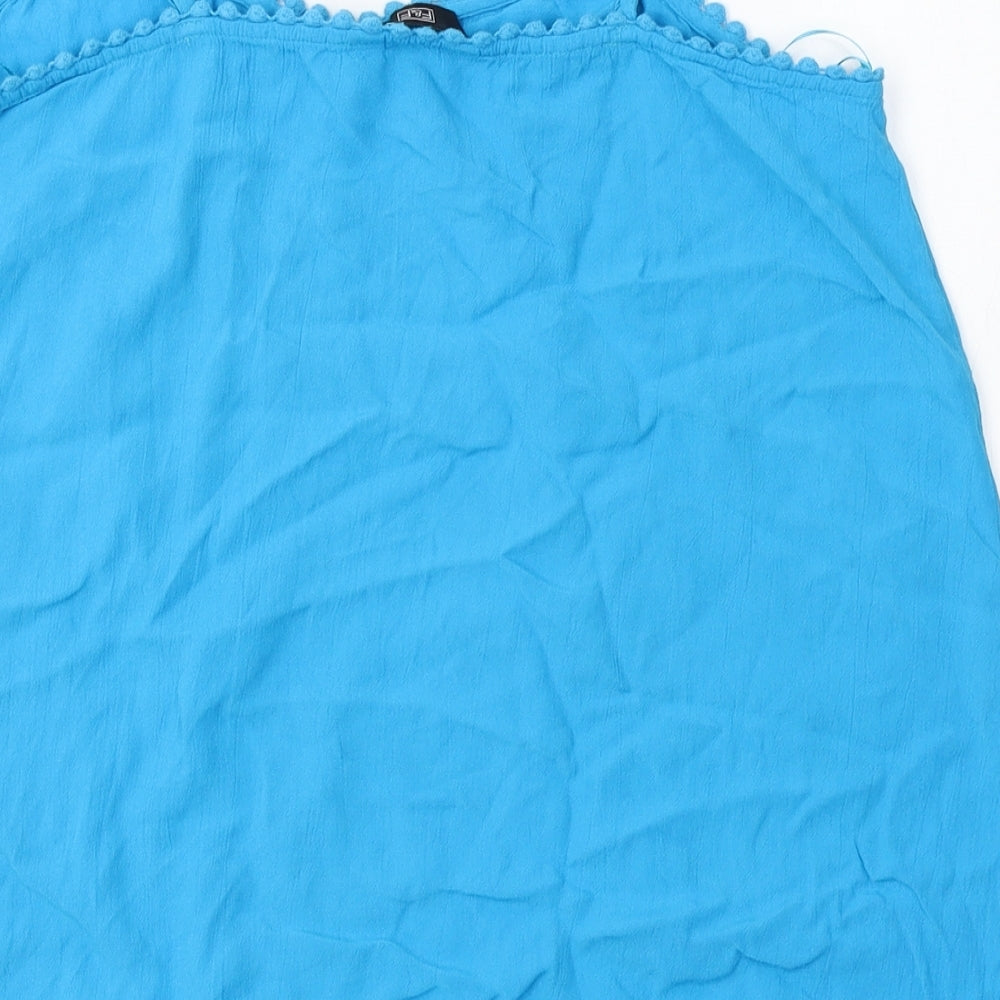 F&F Womens Blue  Viscose Camisole Blouse Size 10 Round Neck