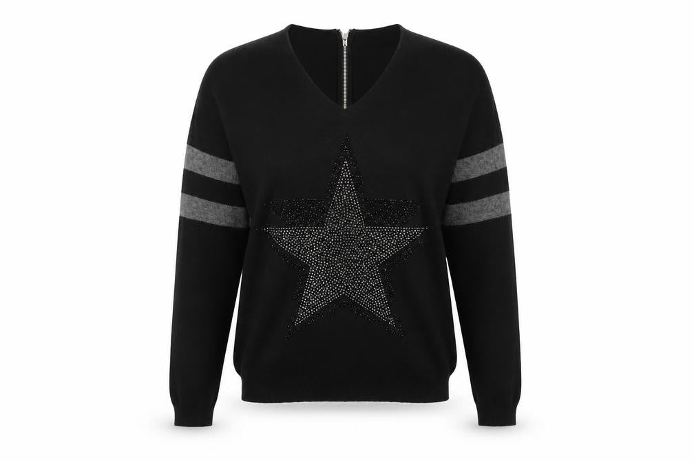 Peace and Love Womens Black Round Neck  Nylon Pullover Jumper Size M
