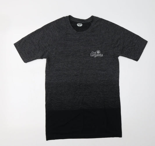 Club la Womens Grey  Polyester Basic T-Shirt Size S Crew Neck