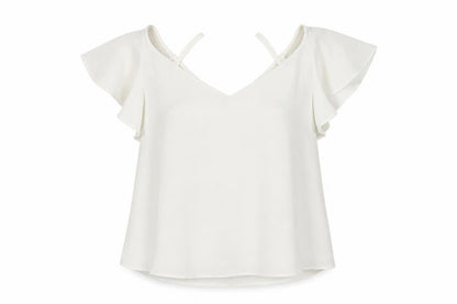 River Islamd Womens Ivory  Polyester Basic Blouse Size 12 V-Neck