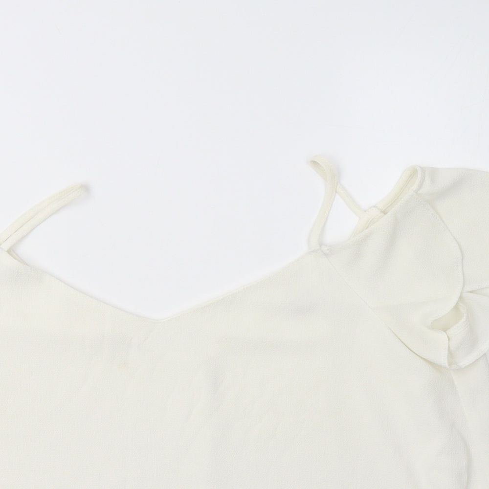 River Islamd Womens Ivory  Polyester Basic Blouse Size 12 V-Neck