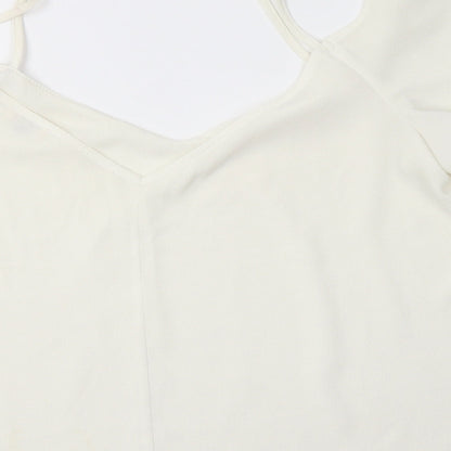 River Islamd Womens Ivory  Polyester Basic Blouse Size 12 V-Neck