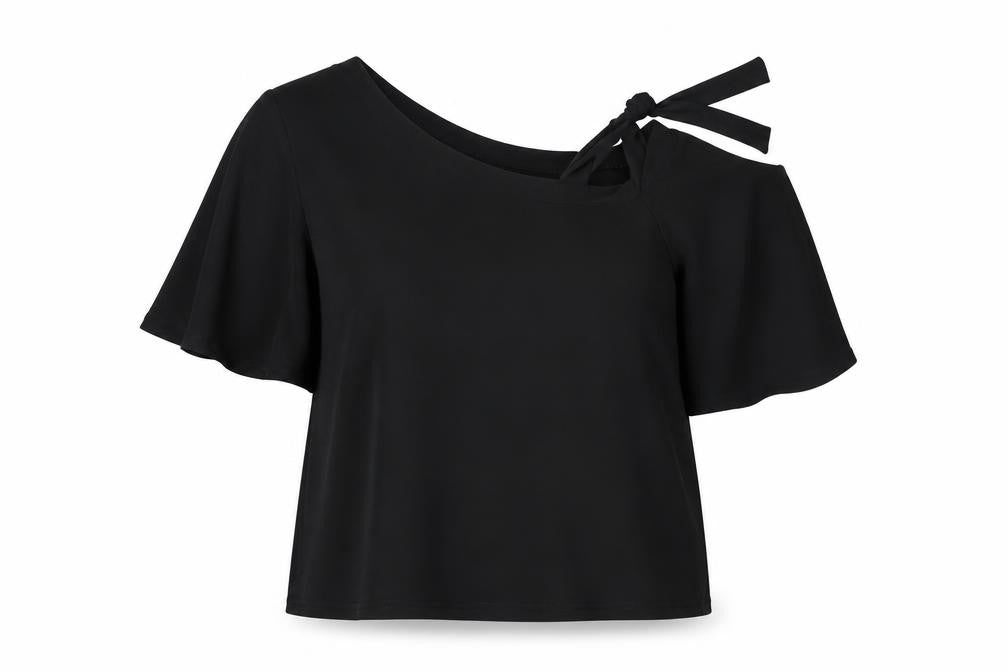 Very Womens Black  Polyester Basic Blouse Size 14 Boat Neck