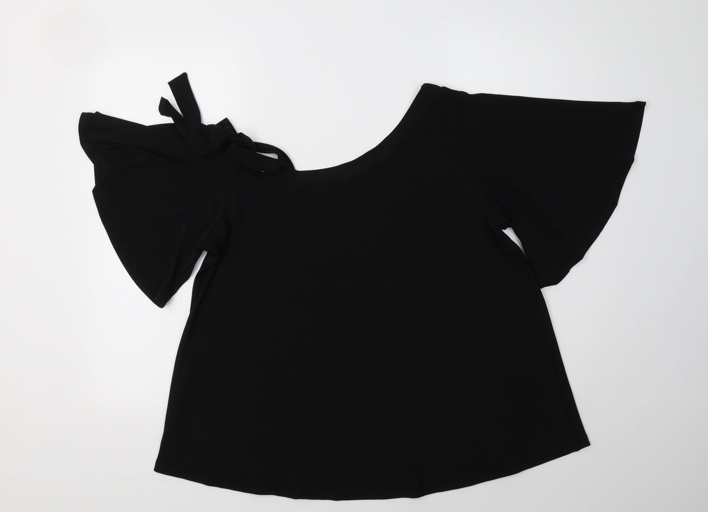 Very Womens Black  Polyester Basic Blouse Size 14 Boat Neck