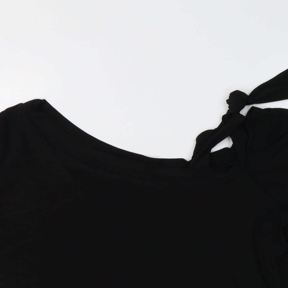 Very Womens Black  Polyester Basic Blouse Size 14 Boat Neck