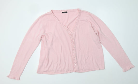 BM Womens Pink V-Neck  Acrylic Cardigan Jumper Size XL