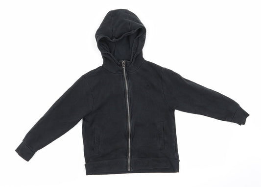 NEXT Boys Black  Cotton Full Zip Hoodie Size 6 Years   - Stag Logo