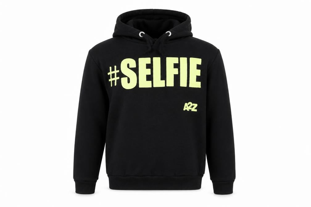A2Z for Kids Boys Black  Polyester Pullover Hoodie Size 13 Years   - # Selfie