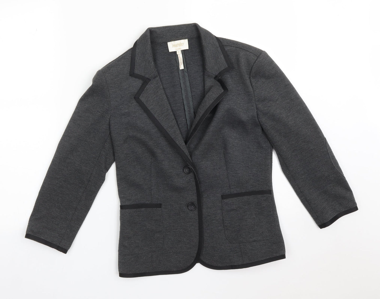 SHELLI SEGAL Womens Grey  Polyester Jacket Suit Jacket Size 2