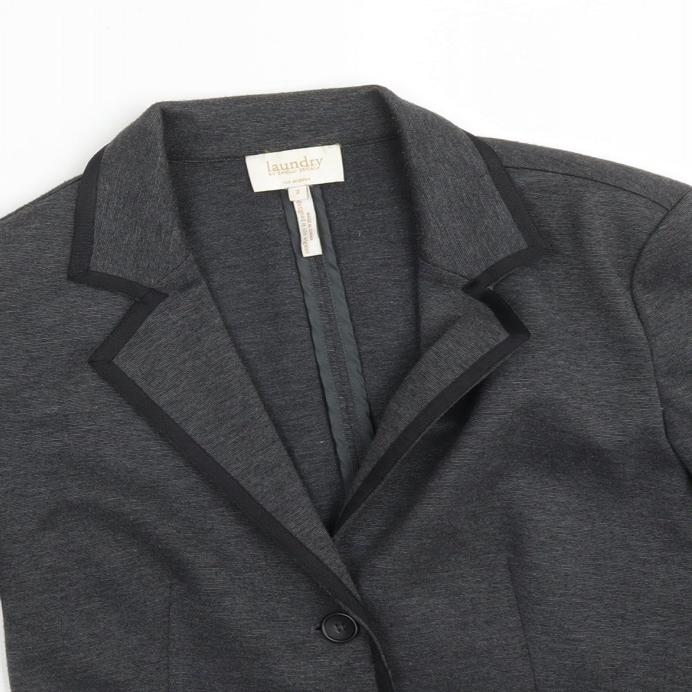 SHELLI SEGAL Womens Grey  Polyester Jacket Suit Jacket Size 2