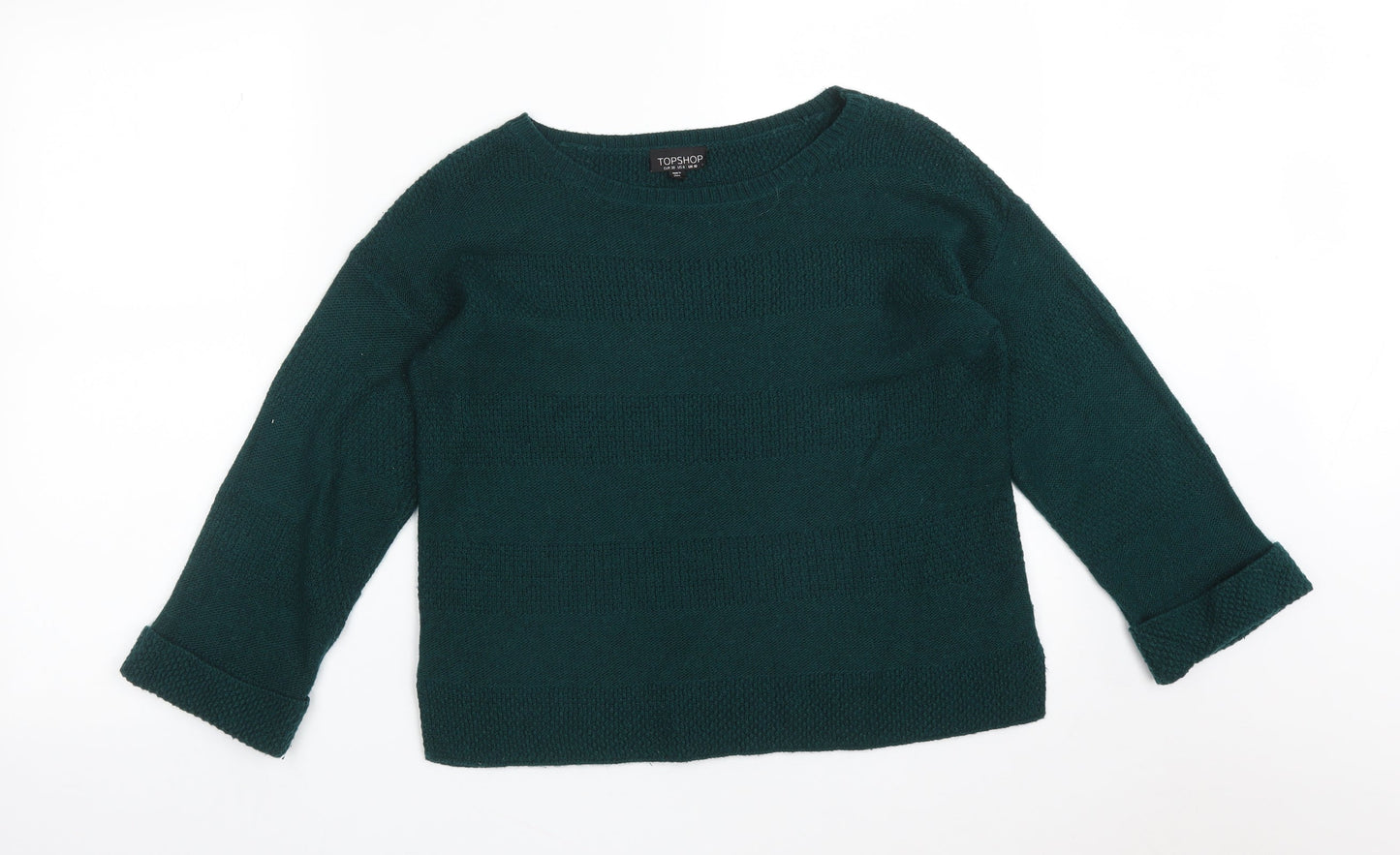 TPOSHOP Womens Green  Acrylic Basic T-Shirt Size 10 Round Neck