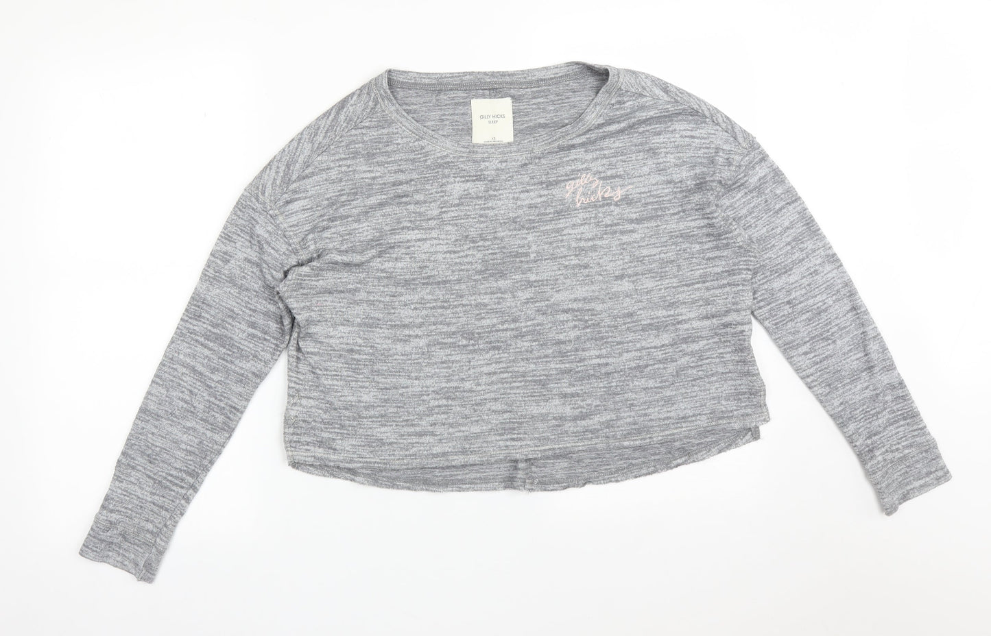 GILY HICKS Womens Grey Solid Polyester  Pyjama Top Size XS