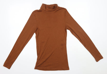 Marks & Spencer Womens Brown High Neck  Acrylic Pullover Jumper Size 6