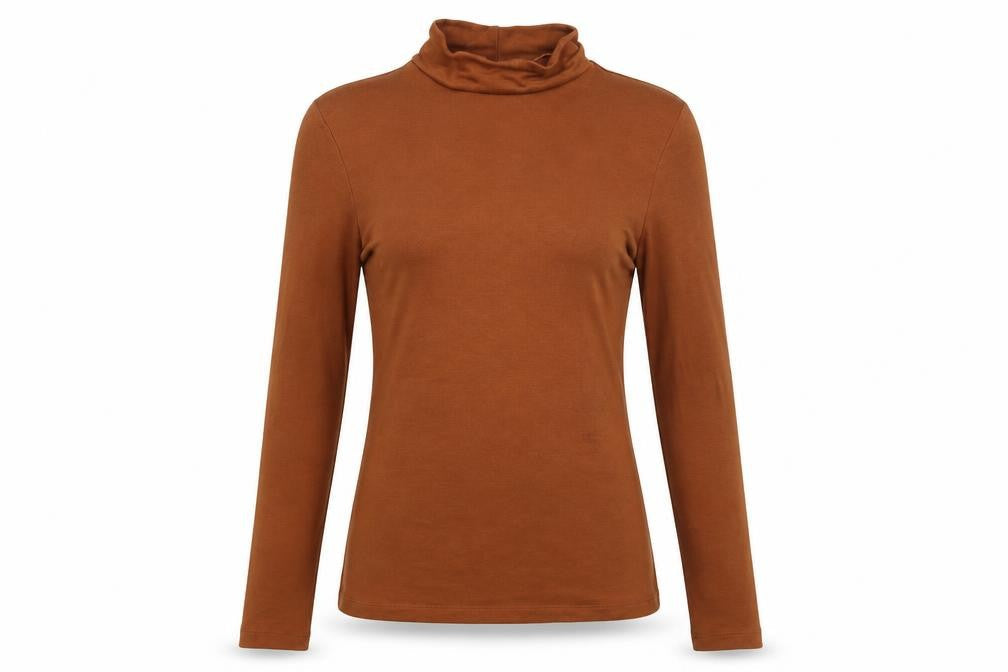 Marks & Spencer Womens Brown High Neck  Acrylic Pullover Jumper Size 6