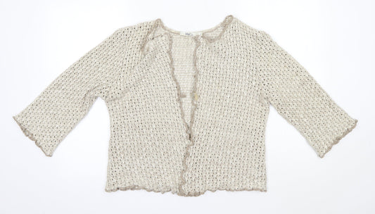 M&Co Womens Brown Round Neck  Cotton Cardigan Jumper Size L