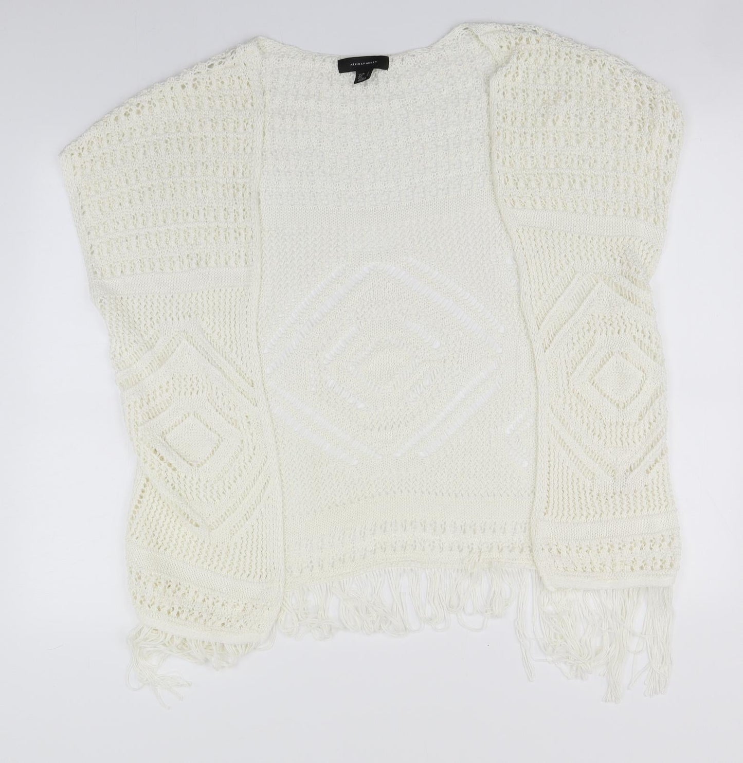 Atmosphere Womens Ivory Round Neck  Acrylic Cardigan Jumper Size 10