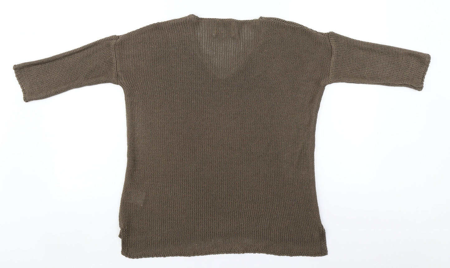 Papaya Womens Green V-Neck  Acrylic Pullover Jumper Size 8