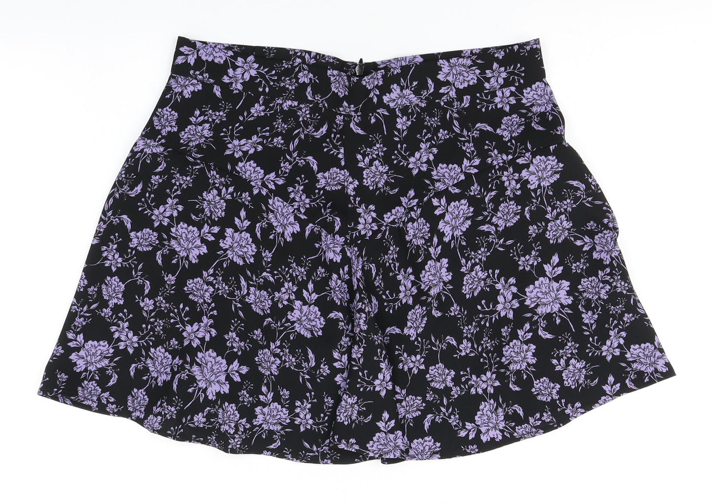 Preworn Womens Black Floral  A-Line Skirt