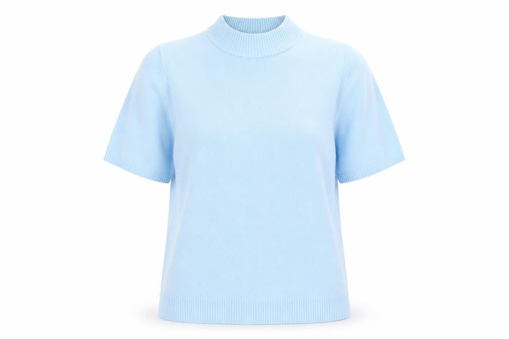 Damart Womens Blue  Acrylic Basic T-Shirt Size 14 Round Neck