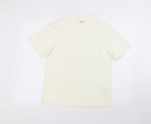 Damart Womens White  Acrylic Basic T-Shirt Size 14 Round Neck