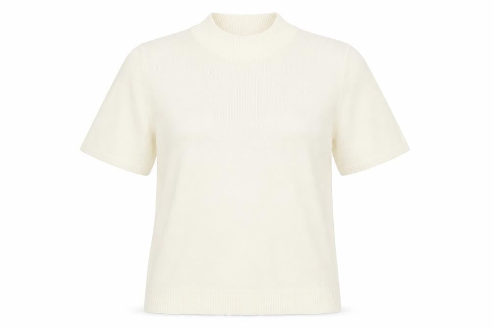 Damart Womens White  Acrylic Basic T-Shirt Size 14 Round Neck