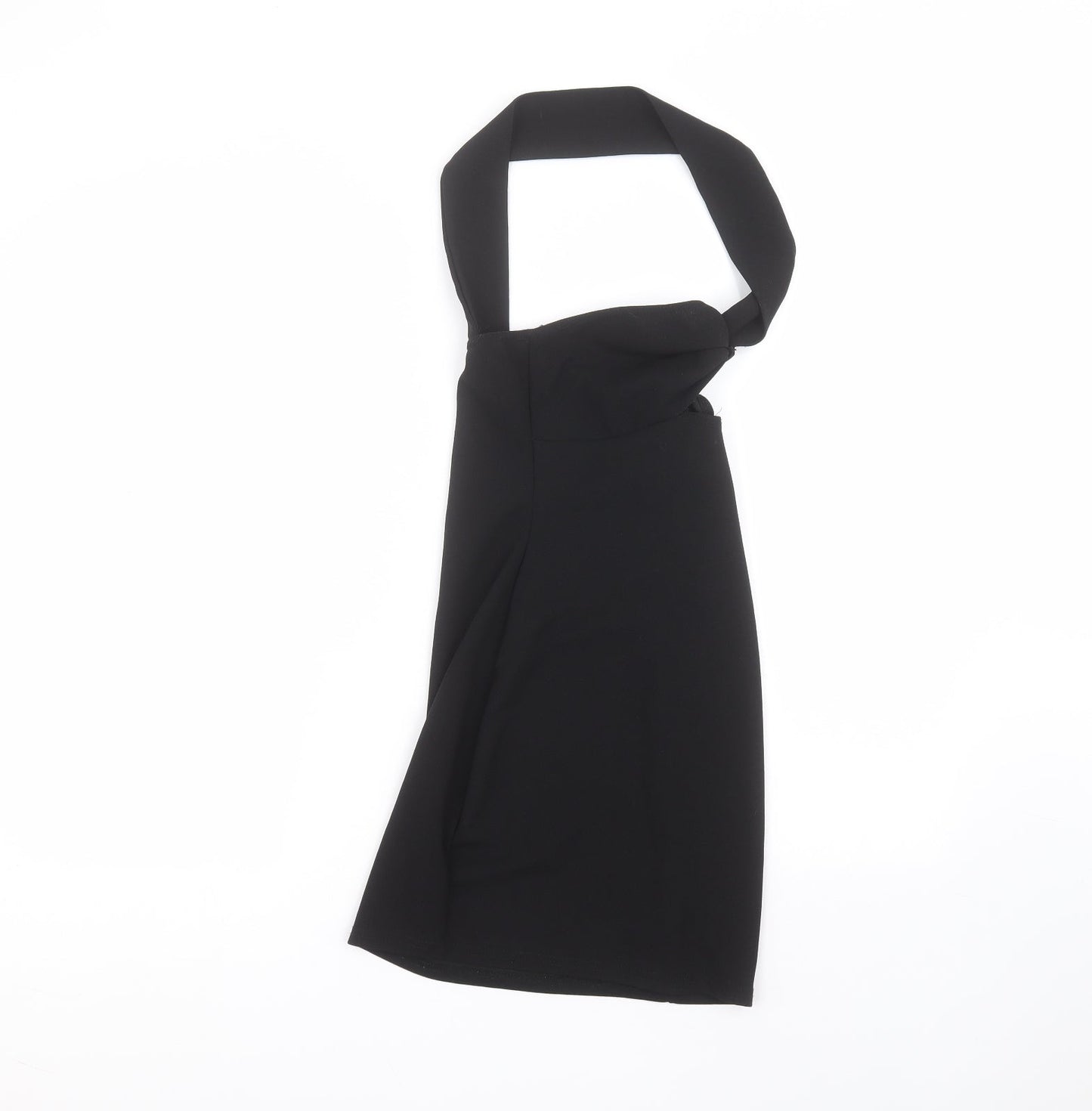 PRETTYLITTLETHING Womens Black  Polyester Basic Blouse Size 4 Off the Shoulder