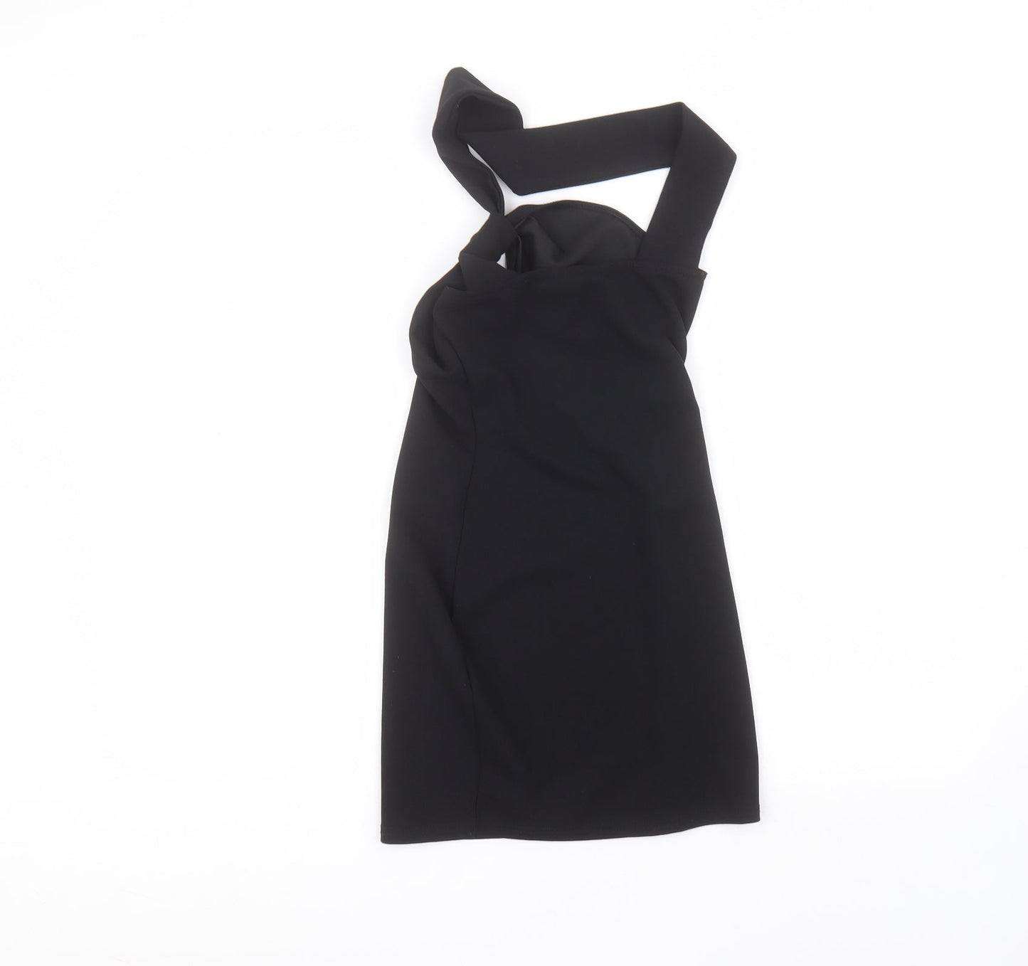 PRETTYLITTLETHING Womens Black  Polyester Basic Blouse Size 4 Off the Shoulder