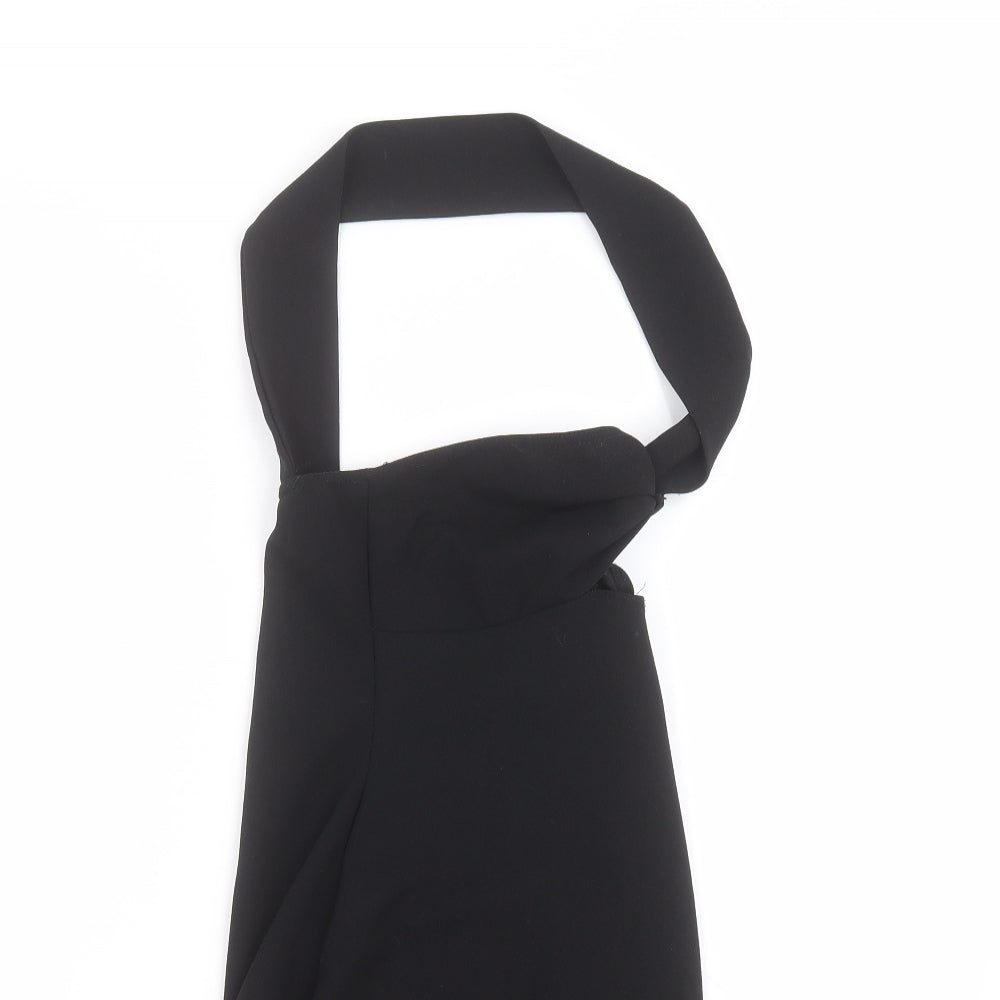 PRETTYLITTLETHING Womens Black  Polyester Basic Blouse Size 4 Off the Shoulder