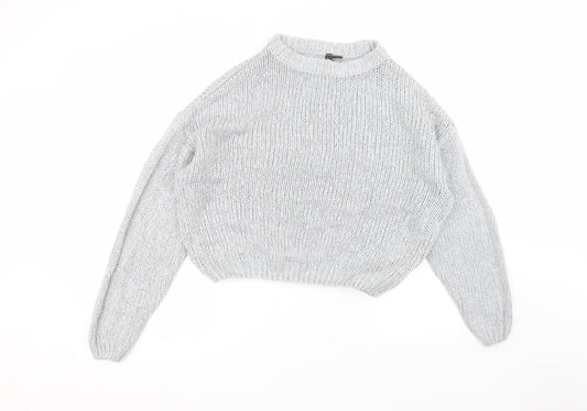H&M Womens Grey Round Neck  Acrylic Pullover Jumper Size S