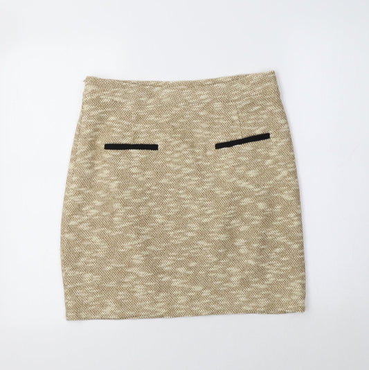 Miss Patina Womens Beige  Acrylic Mini Skirt Size L
