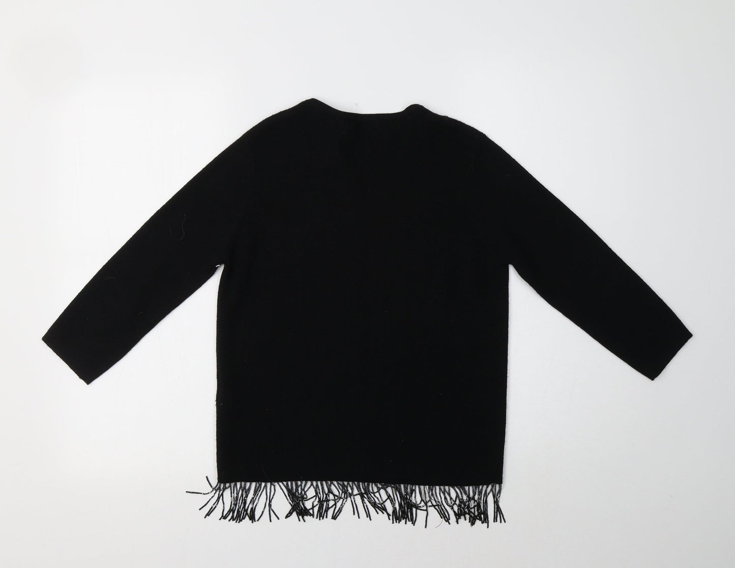 M&S Womens Black Crew Neck  Acrylic Cardigan Jumper Size 10