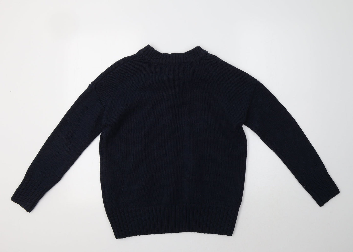 Matalan Womens Blue Crew Neck  Cotton Pullover Jumper Size M