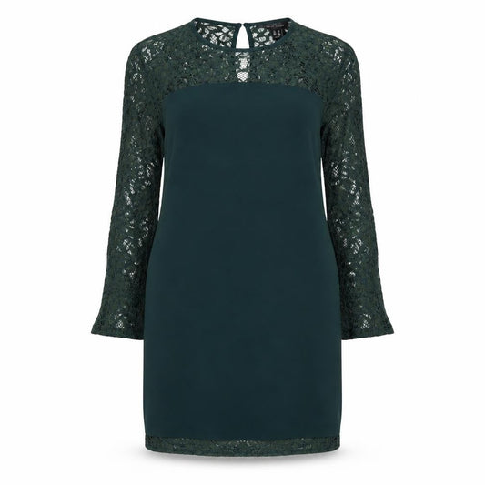 New Look Womens Green Floral Polyester Sheath  Size 12  Round Neck