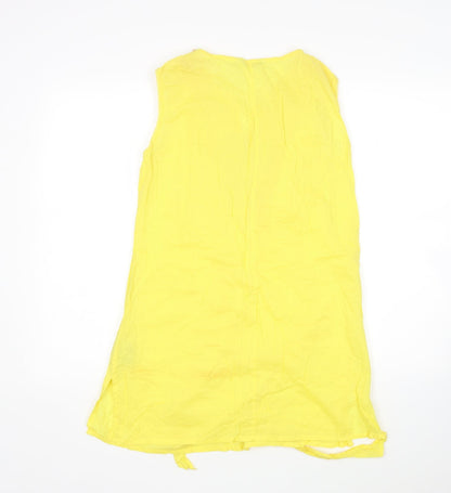 Zara Womens Yellow  Cotton Basic Blouse Size L V-Neck