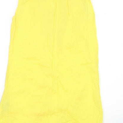 Zara Womens Yellow  Cotton Basic Blouse Size L V-Neck