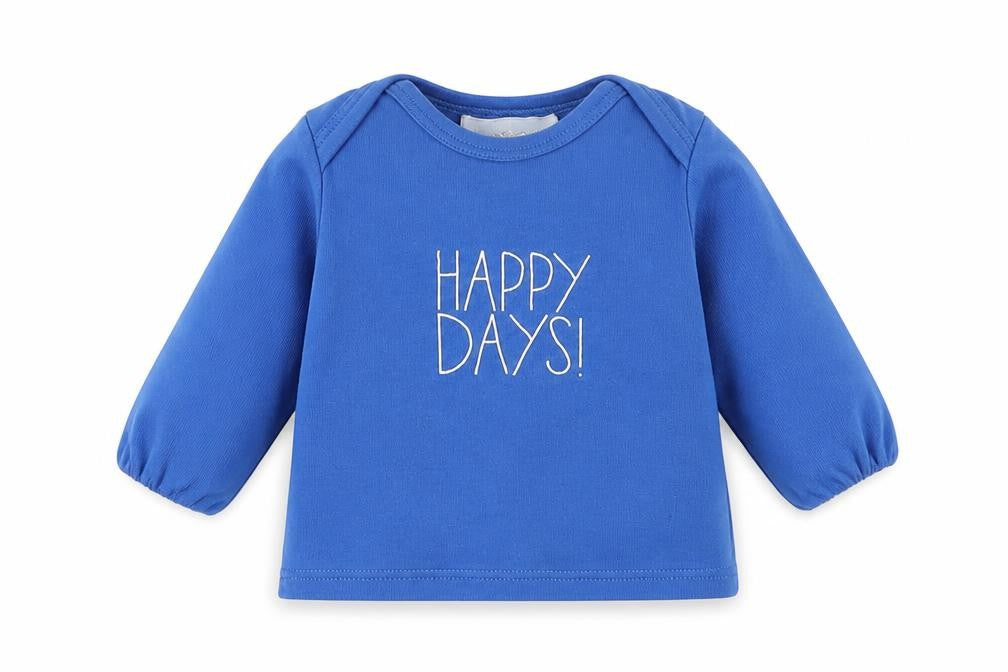 Bob & Blossom Boys Blue  Cotton Basic T-Shirt Size 6-9 Months Round Neck
