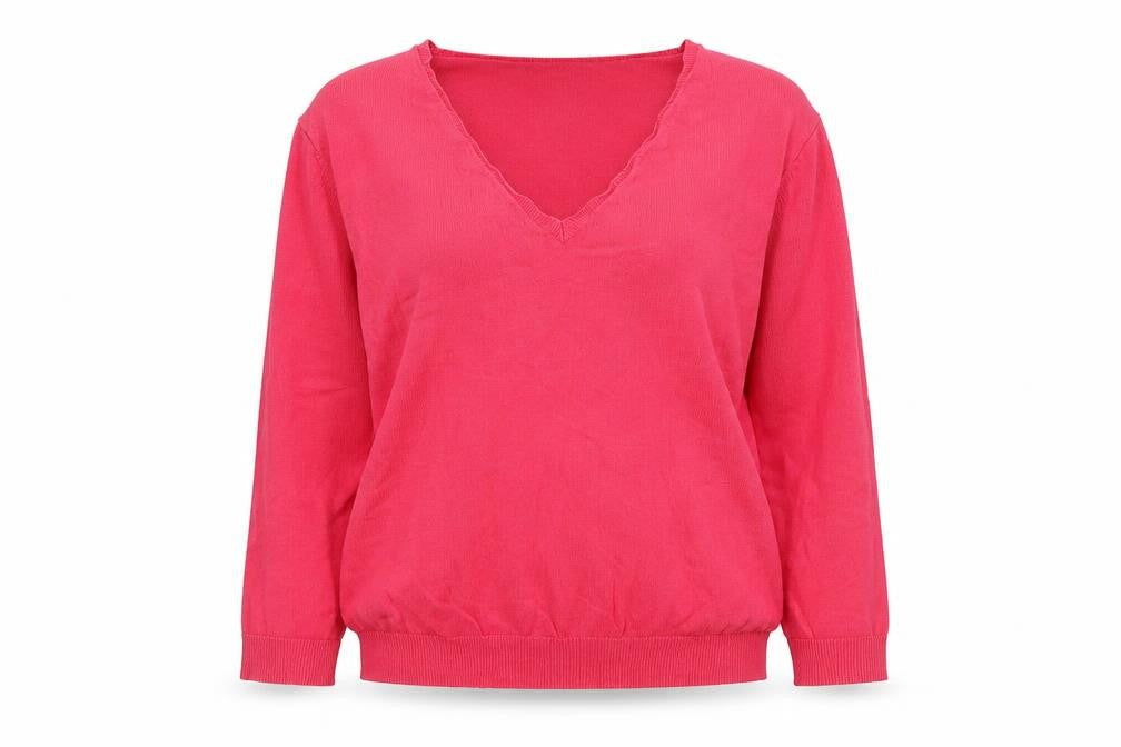 Marks & Spencer Womens Pink V-Neck  Viscose Pullover Jumper Size 12