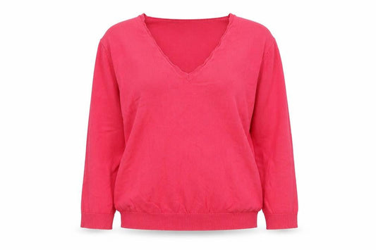Marks & Spencer Womens Pink V-Neck  Viscose Pullover Jumper Size 12